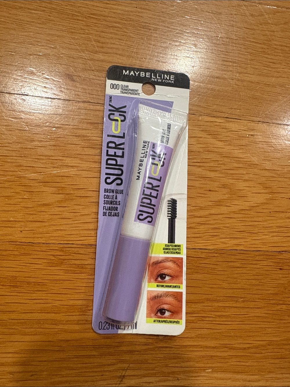 Maybelline SuperLock Brow Glue Clear in Purple Packaging